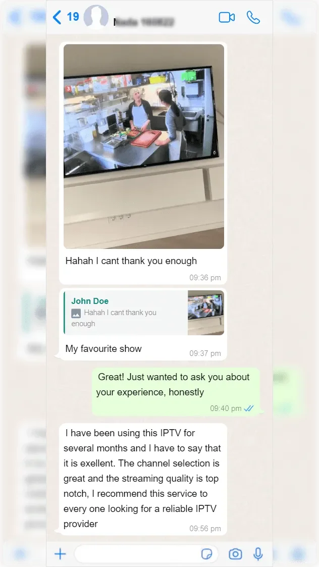 WhatsApp conversation between a subscriber and IPTV Canada support — screenshot 2 of 9