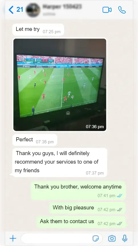 WhatsApp conversation between a subscriber and IPTV Canada support — screenshot 5 of 9